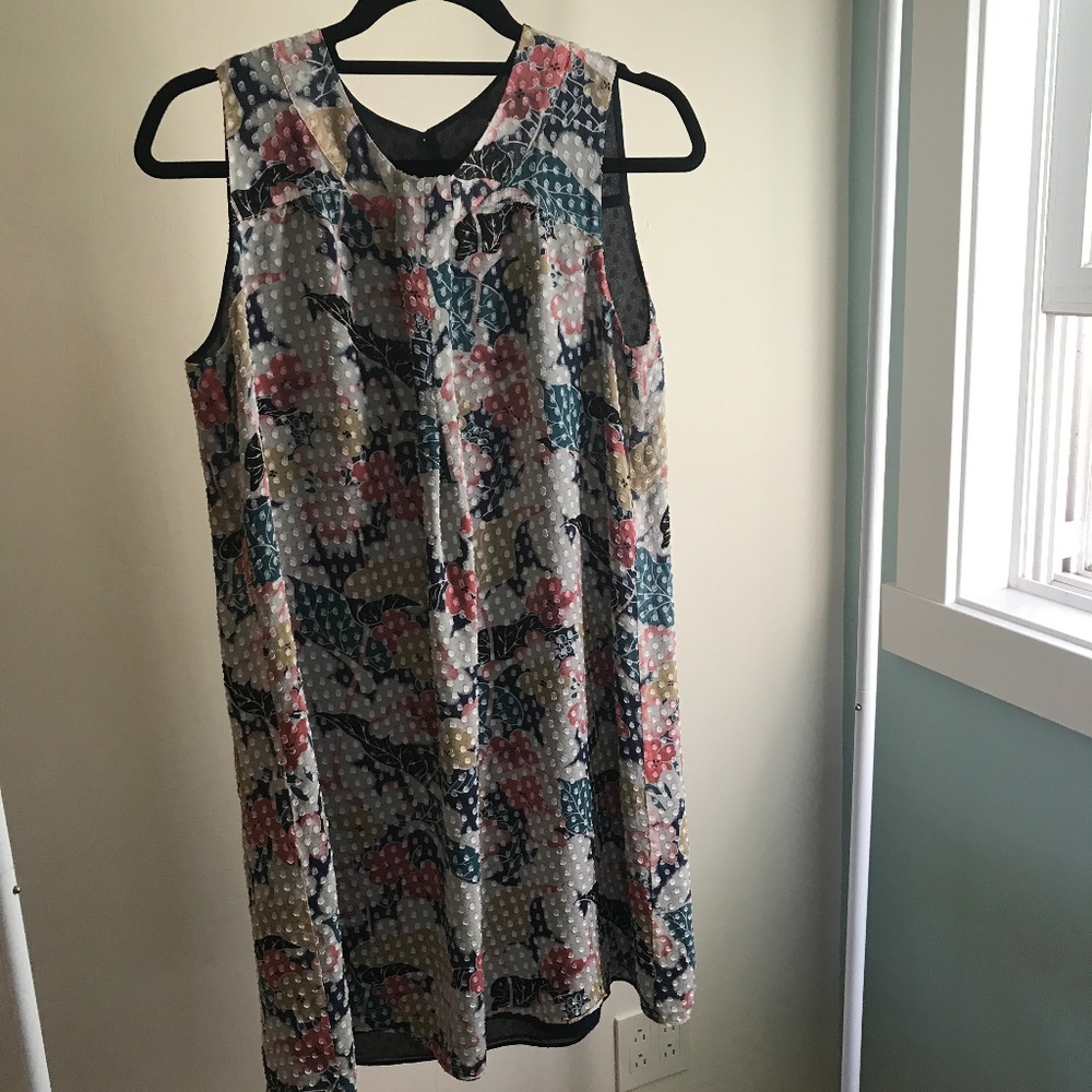 Anna Sui Anthropologie Floral Swiss Dot Dress